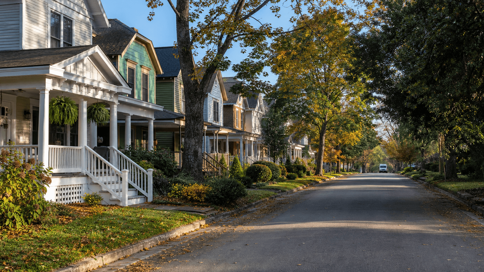 Residential street representing a local service area